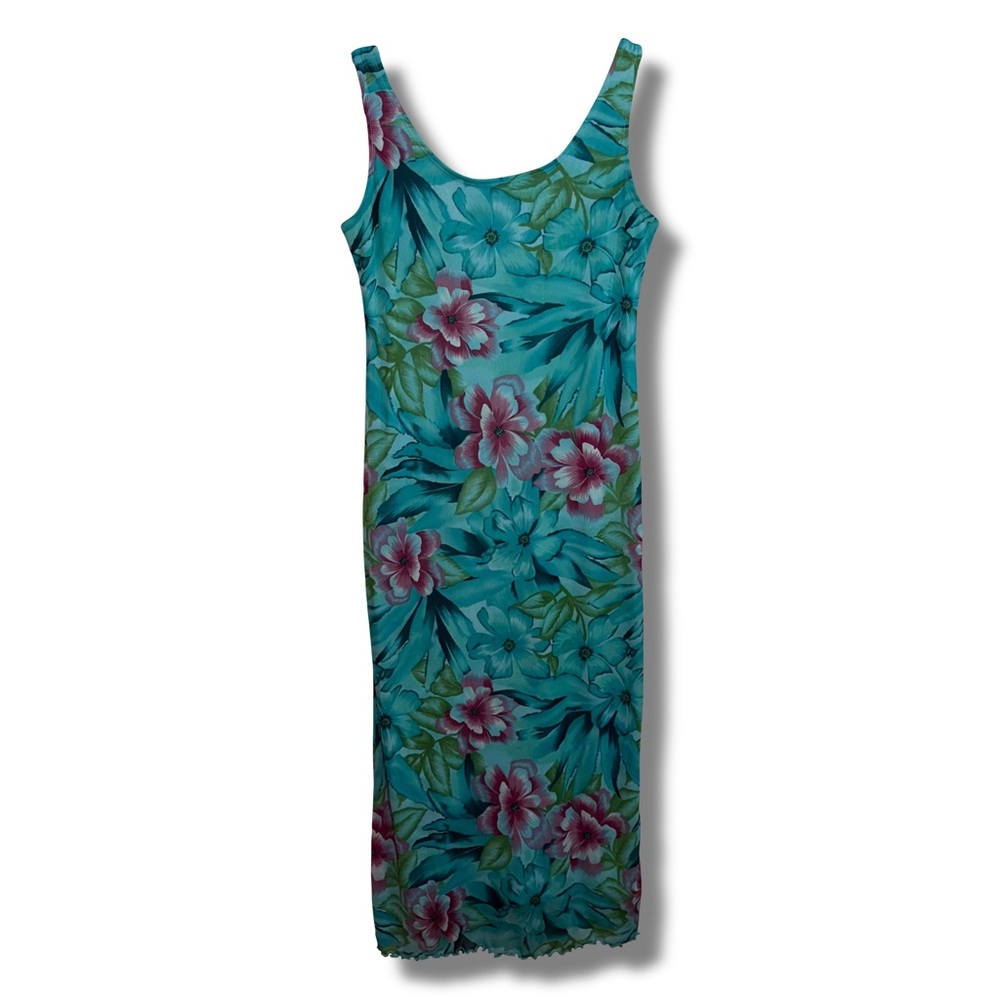 Vintage 90s Floral Mesh Maxi Dress